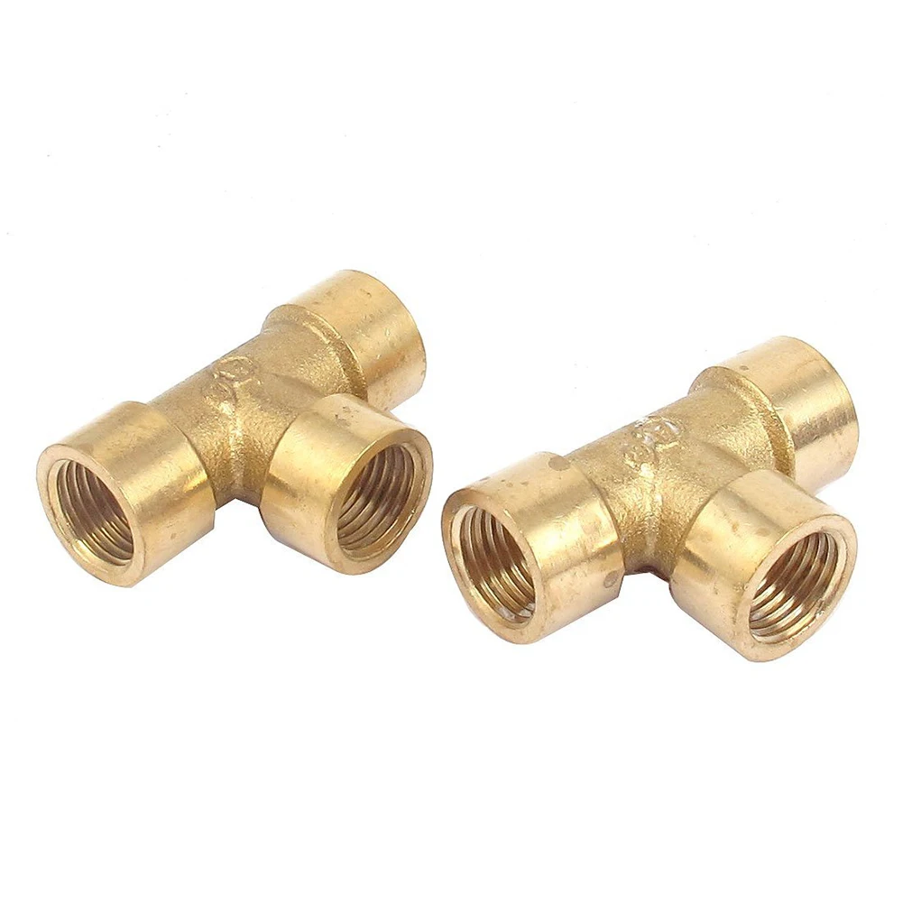 New 2pcs 1/4inch BSP Thread Equal 3 Way Tee Coupling Brass Pipe Adapter | Обустройство дома