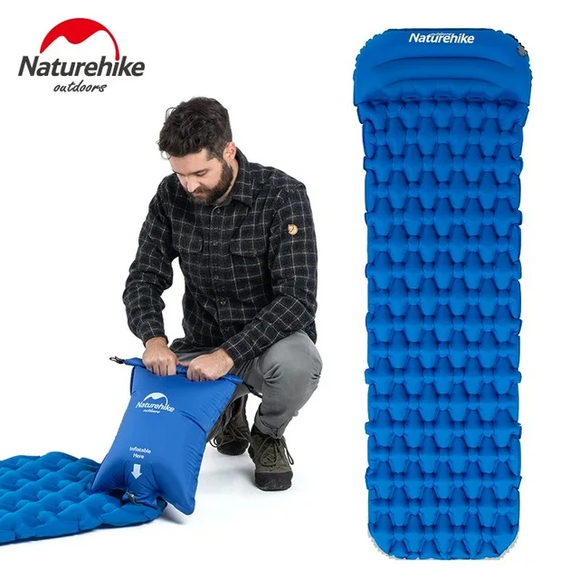 

Naturehike Sleeping Pad With Pillow New Hand Press Inflating Camping Mattress Ultralight Outdoor Hiking Tent Mats