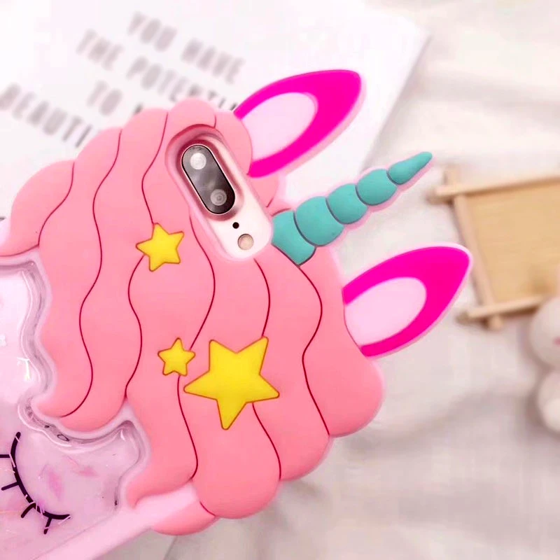 3D Cartoon Pink Quicksand Unicorn Soft Silicone Liquid Stars Case for Iphone 7 Plus 8 6 6S plus 5 S 5S SE XS Max XR X Phone |