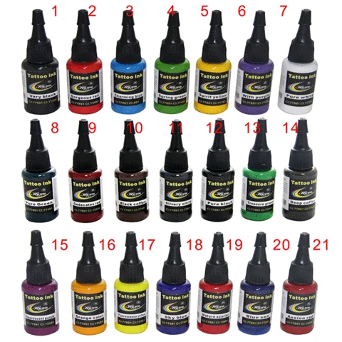 

21pcs high qunlitypermanent makeup pigment ink 15ml tattoo paint 21colors tattoo ink kit