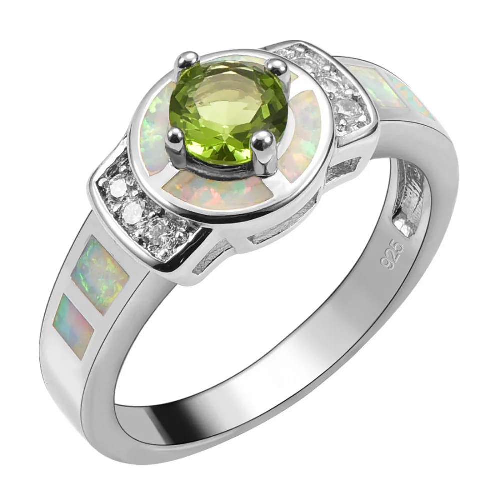 Женское кольцо из серебра с имитацией опала размеры 6 7 8 9 10|silver ring jewelry|ring peridotring