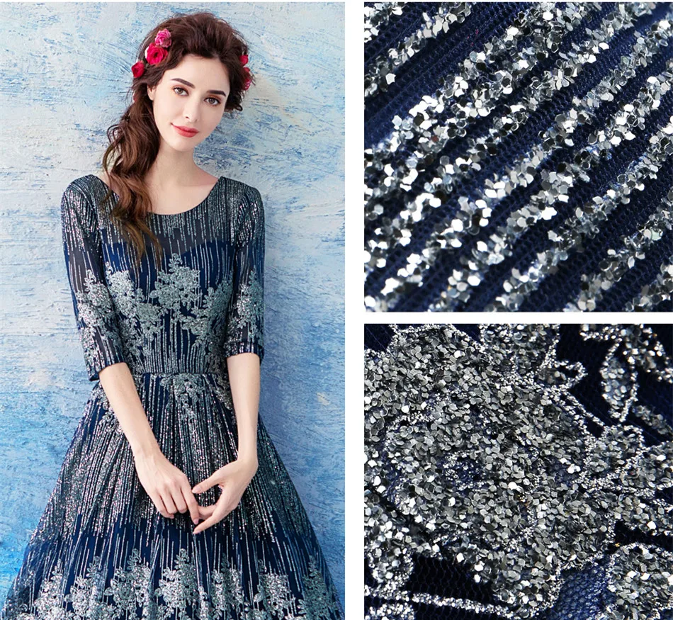 JaneVini Vestidos Роскошные платья с блестками и рукавом до локтя для мамы невесты 2018