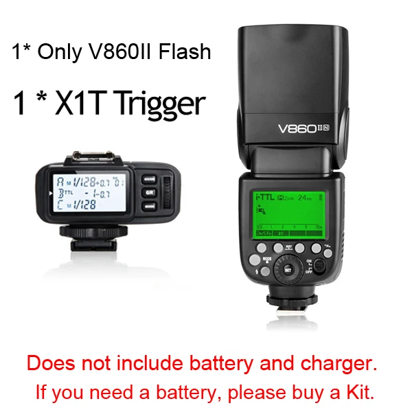 Godox VING V860II Литиевая Батарея Вспышка GN60 HSS 1/8000s ttl вспышка+ X1T триггер для Canon Nikon sony Olympus Fujifilm - Цвет: V860II no AC X1T