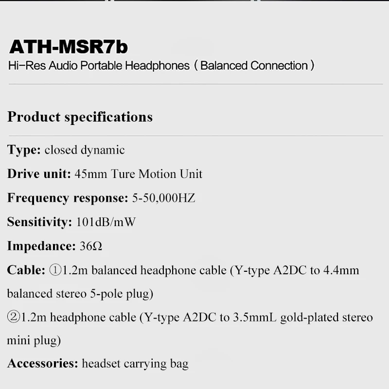 Оригинальные наушники Audio Technica ATH MSR7b профессиональные вкладыши портативные