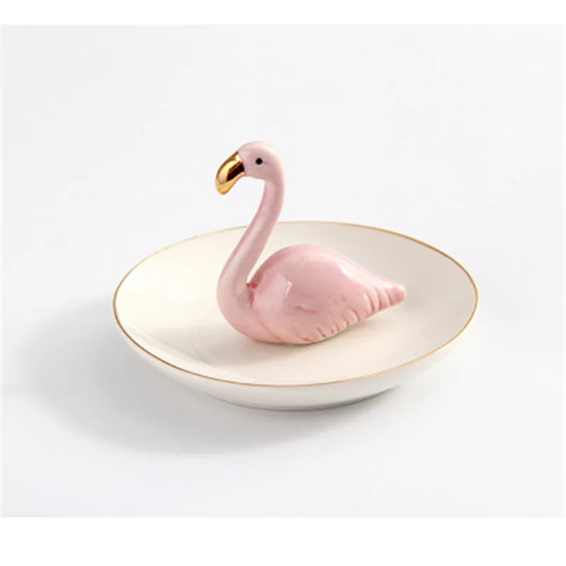 Flamingo W Нордические украшения дисплей лотки для хранения стенд держатель блюдо кактус брелок растение блюдо кольцо хранения фламинго, кактус украшения дома - Цвет: Flamingo W