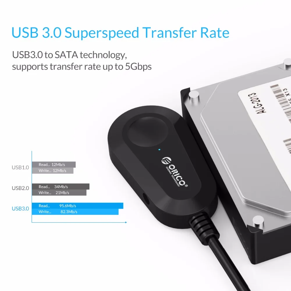 Внешний жесткий диск ORICO 35UTS USB 3 0 2 5 и дюйма SATA со встроенным 8 дюймовым кабелем