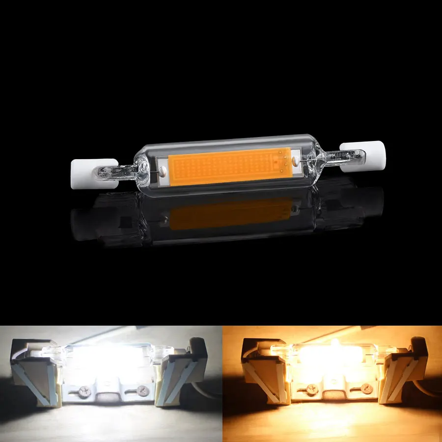 R7S светодиодные лампы 78 мм 118 220 В Ampoule COB LED лампочка 5 Вт 10 стеклянная трубка Мощные