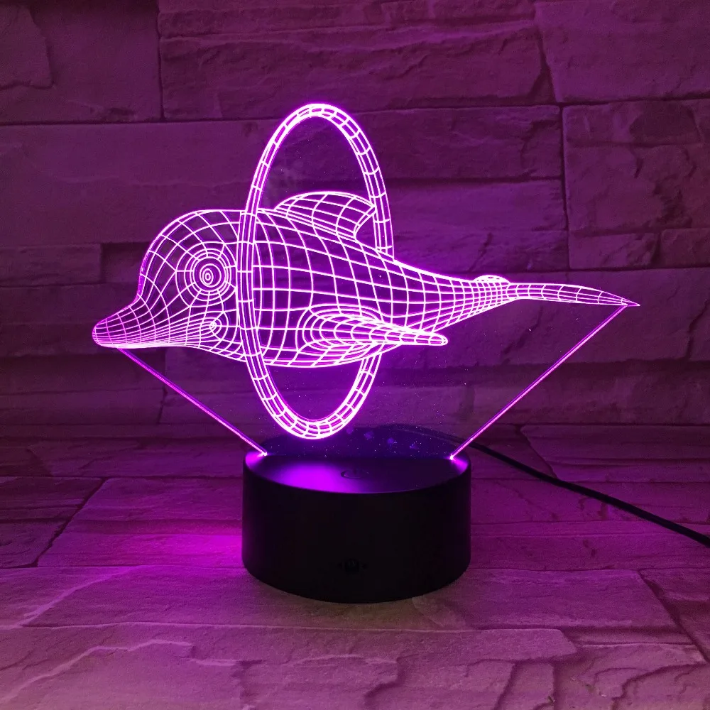 Цирк Симпатичные Дельфин 3D светодиодный светильник Иллюзия Ночной 7 цветов стол
