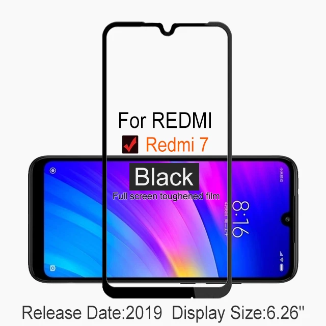 Redmi 7 Black 2 шт Полное покрытие закаленное стекло для XIAOMI Redmi 7 Защита экрана 9H на защитное стекло чехол для Redmi7 пленка - Цвет: Redmi 7 Black