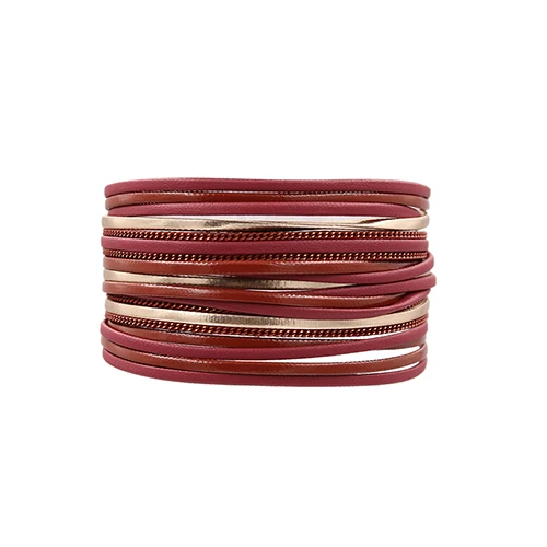 Red 20CM STRATHSPEY, серый кожаный браслет для женщин, многослойные браслеты и браслеты, массивный браслет из бисера, вечерние ювелирные изделия - Окраска металла: Red 20CM