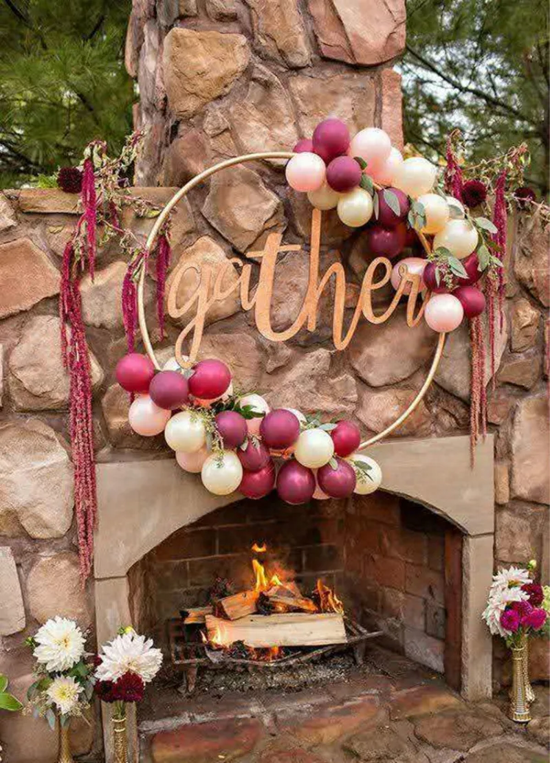 60cm Wedding Flower Hoop Metal Artificial Flower balloon Loop single ring Christmas Party Decoration Home Decor Hanging ornament