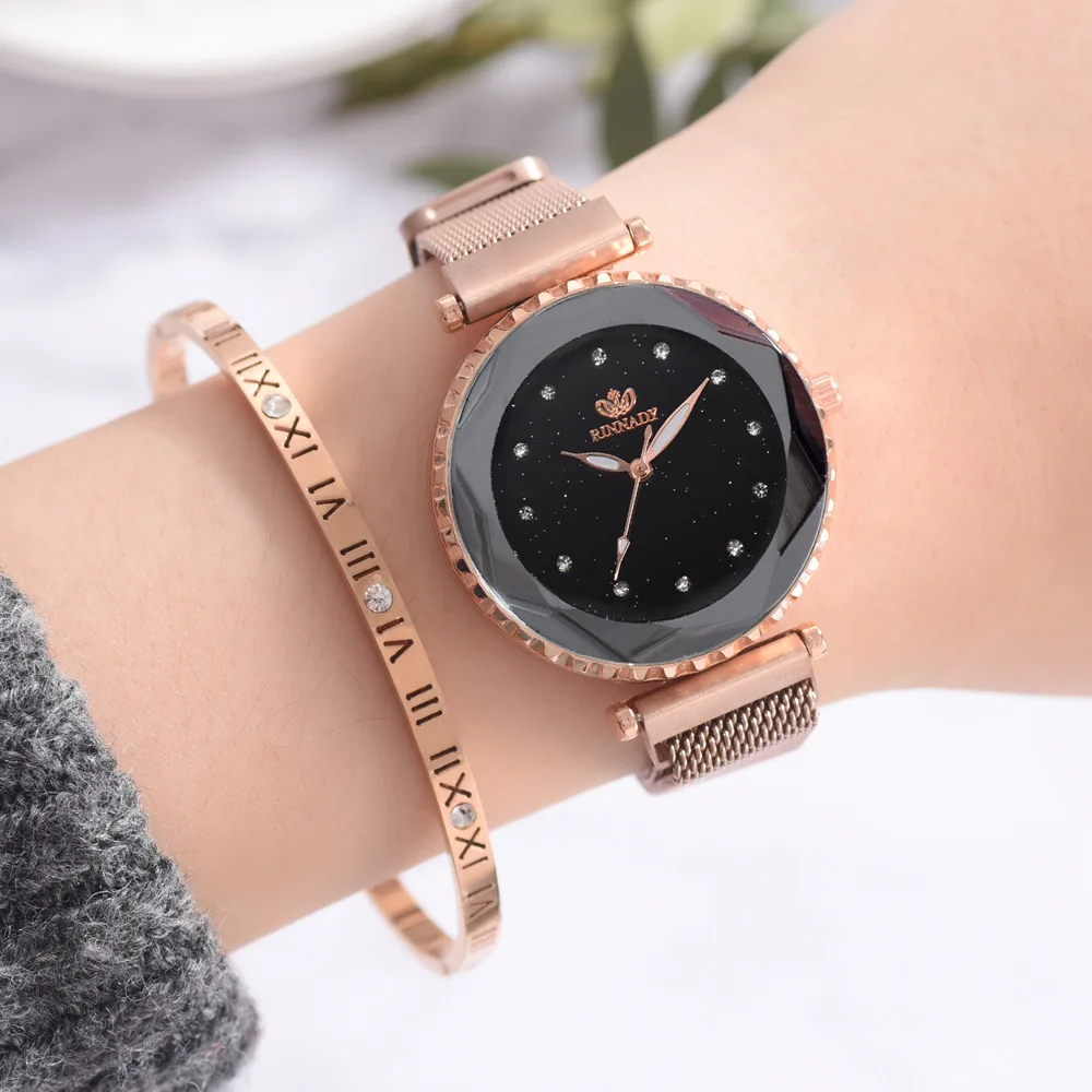 Reloj magntico de lujo para mujer piedra con diamante regalo seor|Женские наручные часы| |