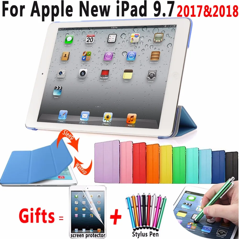 Ультратонкий трехслойный умный кожаный чехол для Apple iPad 9 7 2017 2018 A1822 A1823 A1893 A1954 Coque