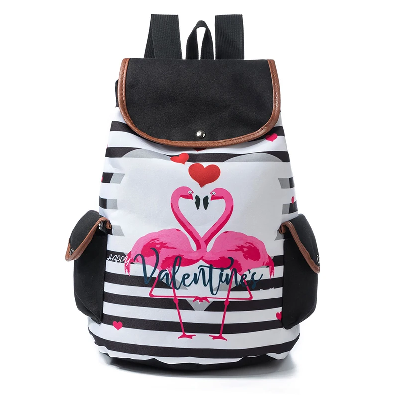 Фото Дизайн с принтом Фламинго школьные сумки из холщовой ткани рюкзаки женские