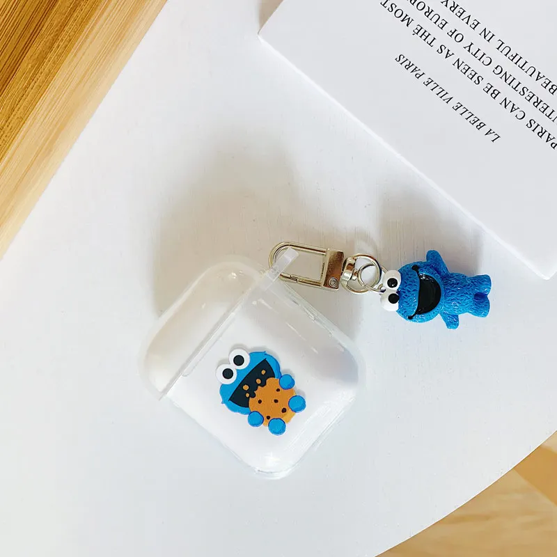 Улица Сезам Элмо печенья кукла кулон мультфильм беспроводной Bluetooth наушники чехол для Apple AirPods 1 и 2 Силиконовые зарядки