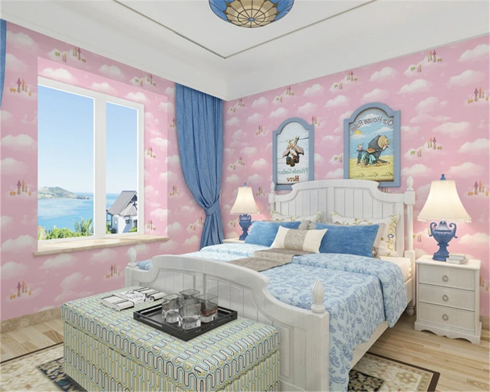 beibehang Classic blue sky and white clouds three-dimensional nonwoven boy and girl bedroom classic papel de parede 3d wallpaper