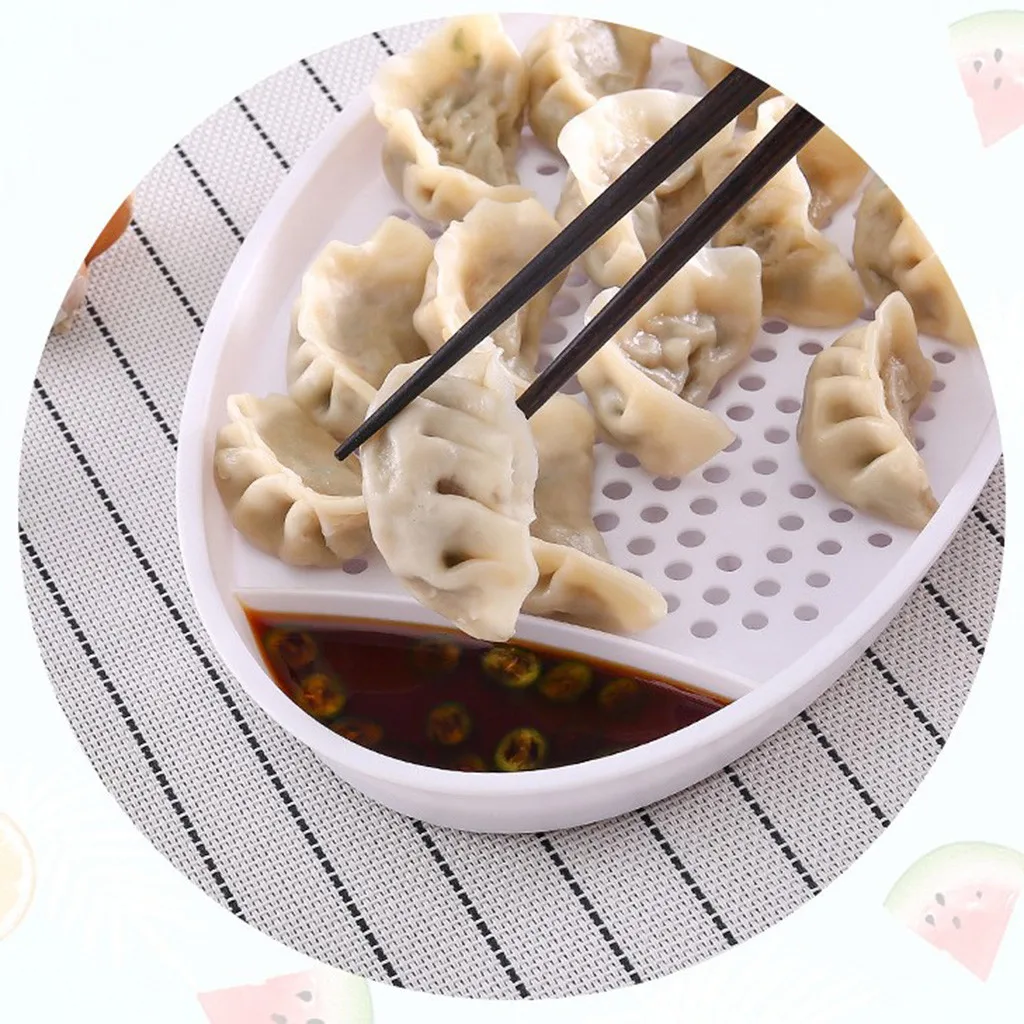 Круглое блюдо для пельменей кухонная посуда с уксусом двойной сливной поднос