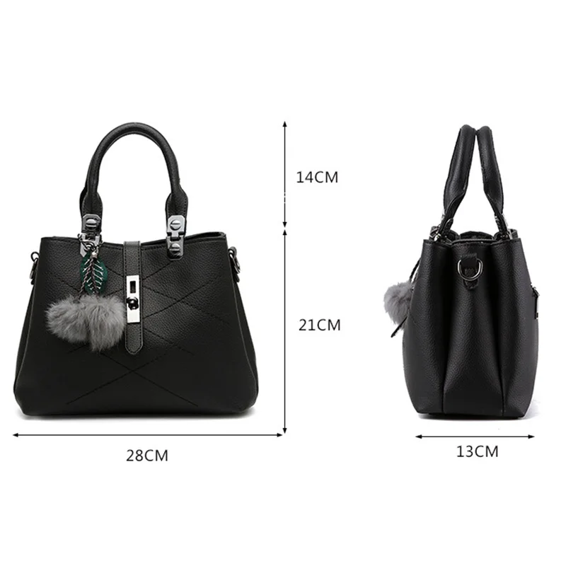 Сумка женская кожаная ручная дизайнерские с помпонами на плечо | Багаж и сумки