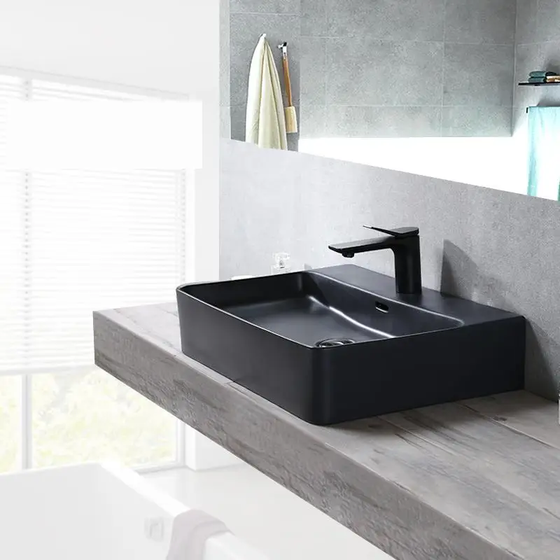 Черные квадратные керамические домашние Уборные раковины художественные