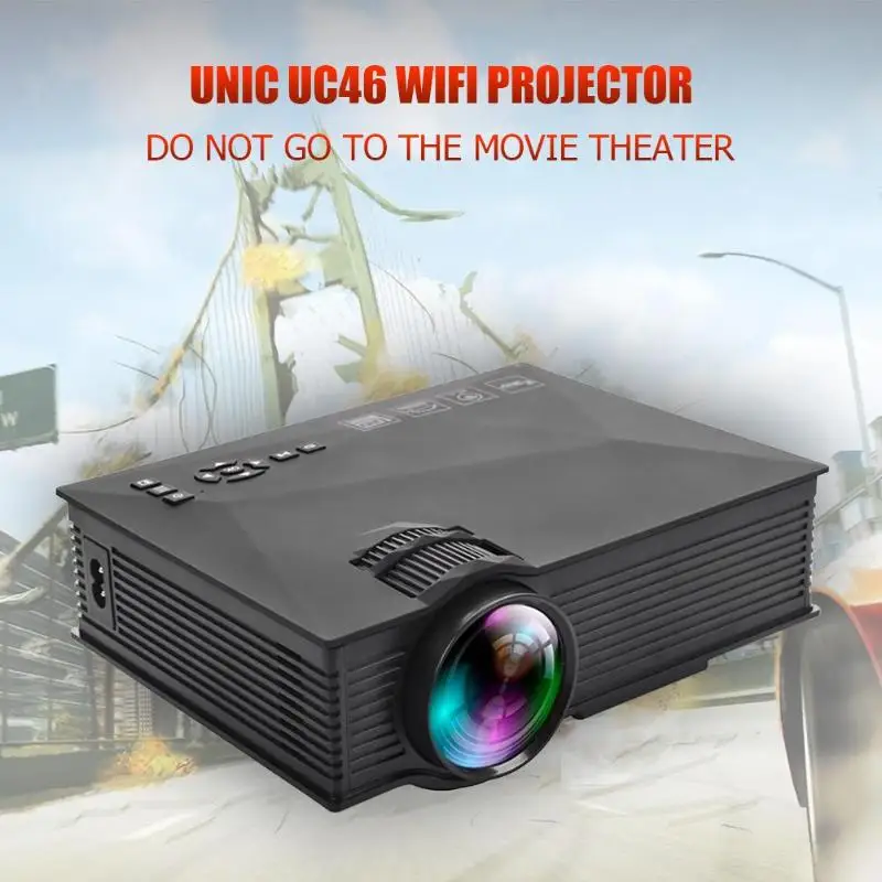 UC46 плюс портативный мини пико-проектор 800x480 Видео проектор 1200 люмен wifi Поддержка Miracast/Airplay домашний кинотеатр