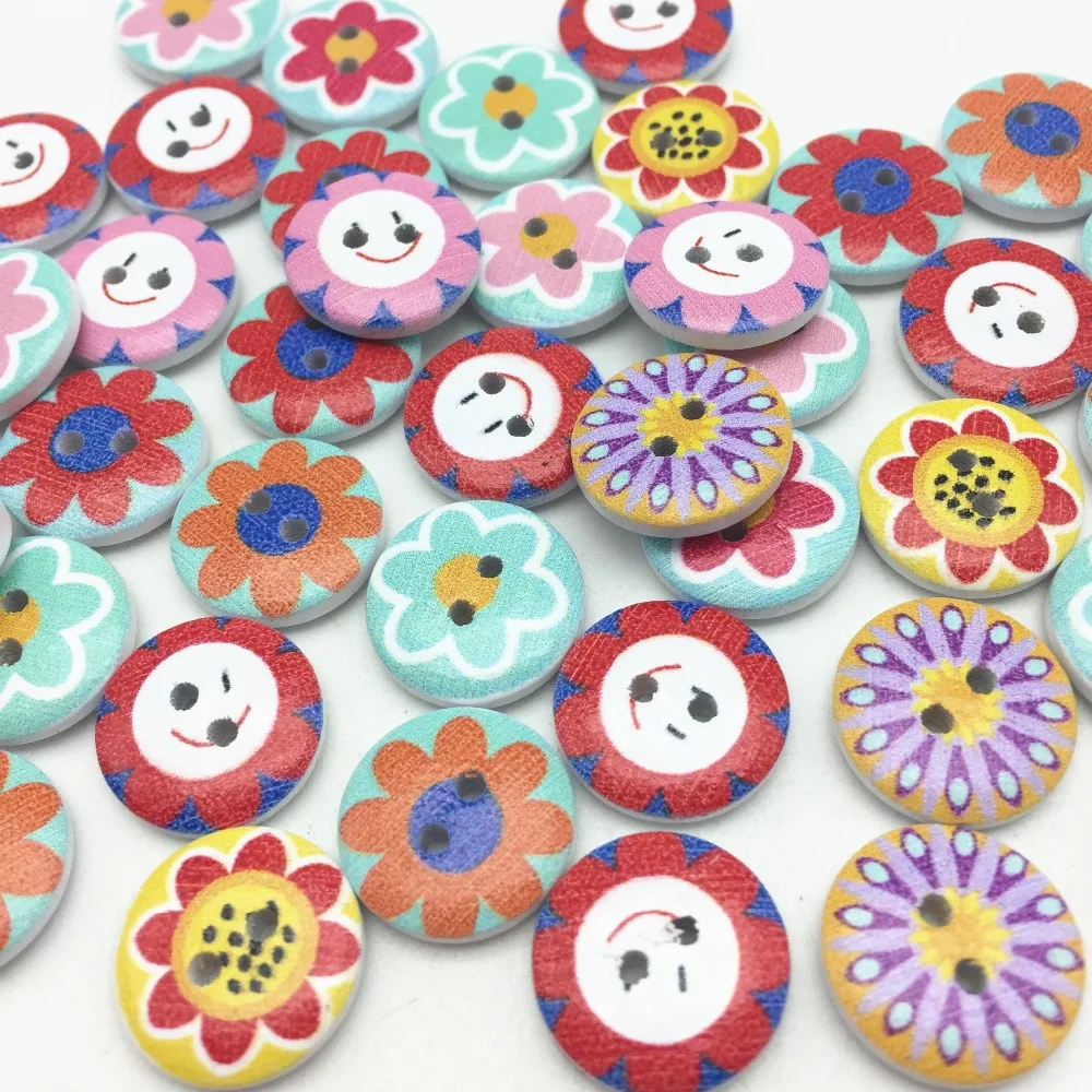 

1000pcs Wood Buttons 15mm Sunflowers Sewing Round Button For Scrapbooking Embellishments