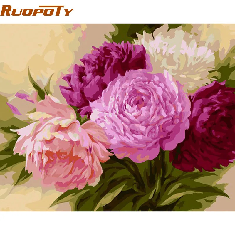 RUOPOTY китайский цветок DIY Набор для рисования по номерам Раскрашивание настенное