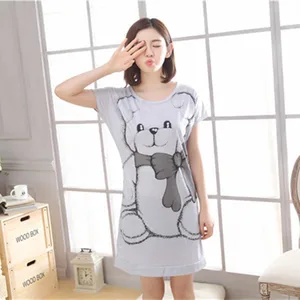 Бесплатная доставка, женские ночные рубашки, летняя одежда для сна, повседневные ночные платья с коротким рукавом и буквенным принтом, свободная ночная рубашка, домашняя одежда