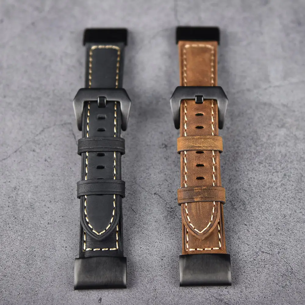 26mm 22mm 20mm Genuine Leather Easy Fit Watch Strap for Garmin Fenix 5X 5 5S Plus 3 3HR Quick Release Watchband WristBand Sport