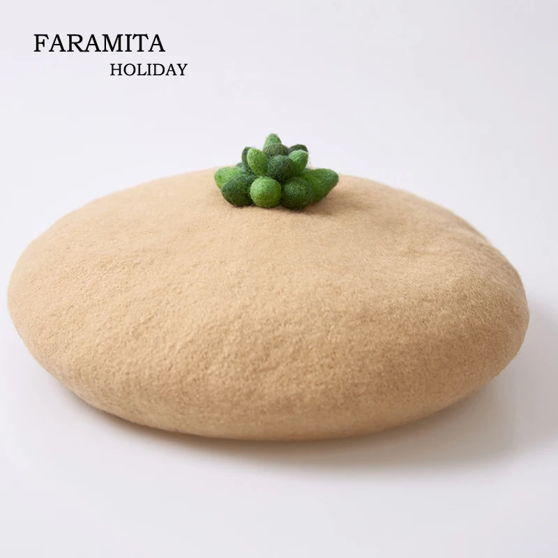 Праздничный суккулент Faramita милый женский шерстяной фетровый берет ручной работы