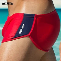 men swimsuit breathable swimwear drawstring waistband beachwear quick dry elastic swim trunks black blue red swim briefs s xl