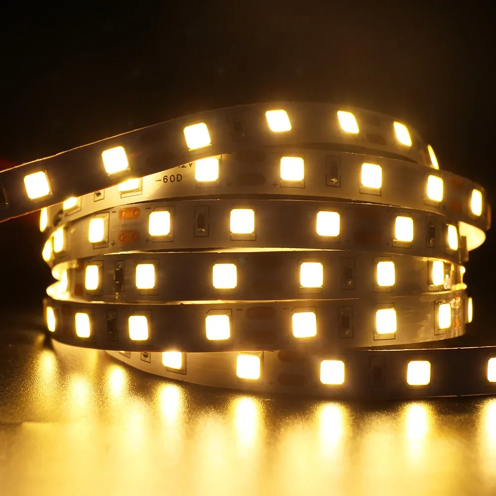 5 м/лот DC12V SMD 2835 5050 лента света 60leds/M Водонепроницаемый белый/теплый белый супер яркий 5054 гибкие светодиодные полосы