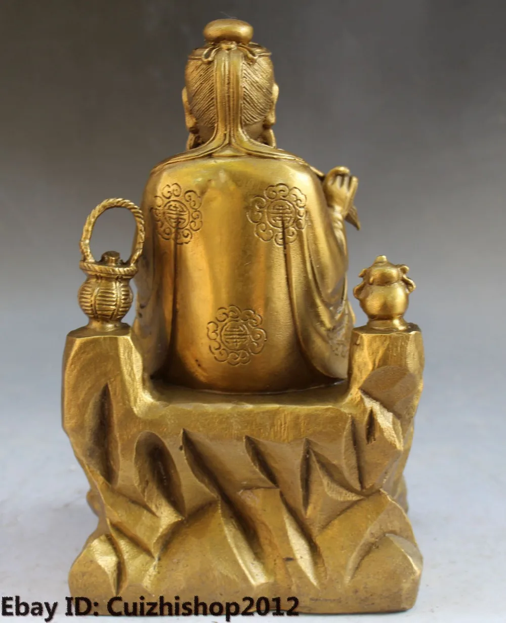 9-дюймовая народная китайская латунная ручка-держатель статуя скульптура