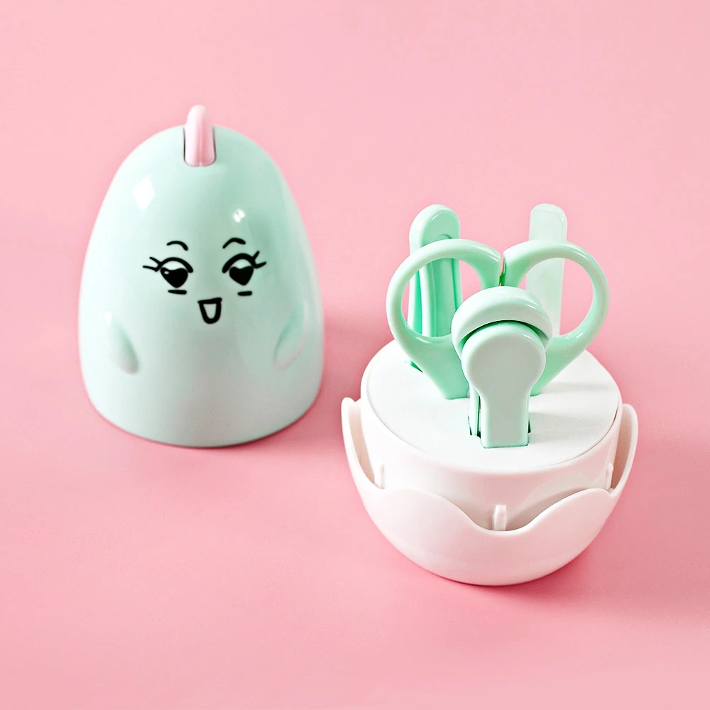 2018 Cute 4 in 1 Baby Safety Beauty Nail Care Set Includes Clippers / Scissors Tweezers File with Storage Box for newborns |