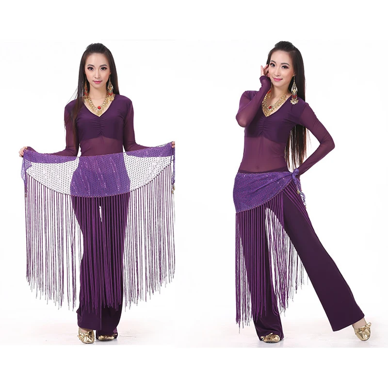 Костюмы для танца живота сетчатая блузка с длинными рукавами и блестками