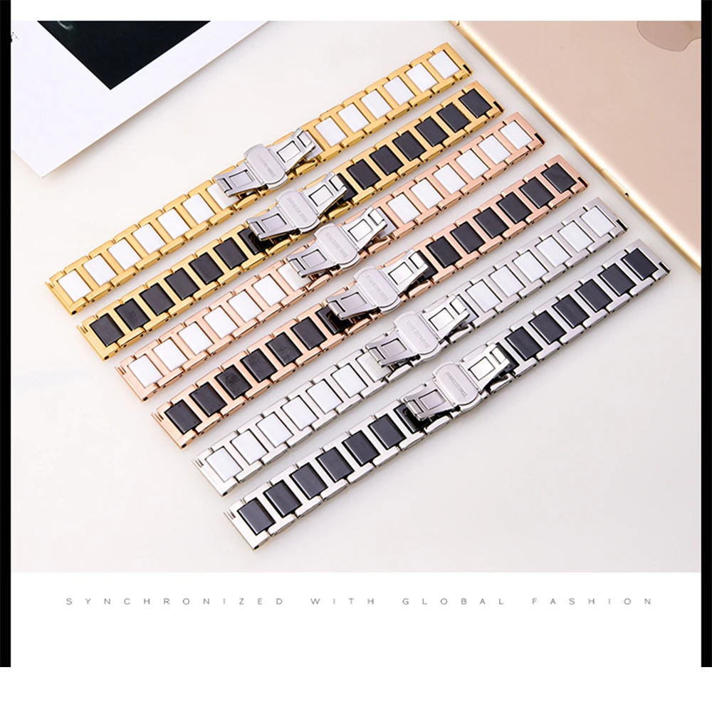 Fashion Ceramic Wristwatch Straps 316L Stainless Steel Watchband 14mm 16mm 18mm 20mm 22mm Ceramic Wristbands Watch Accessories