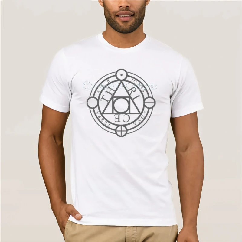 

Fashion summer T-shirt Men new cotton simple print pattern casual Thrice Band Circle Symbol Fashion T-shirt