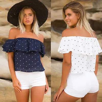Модные женские летние свободные топы сексуальные с открытыми плечами большие