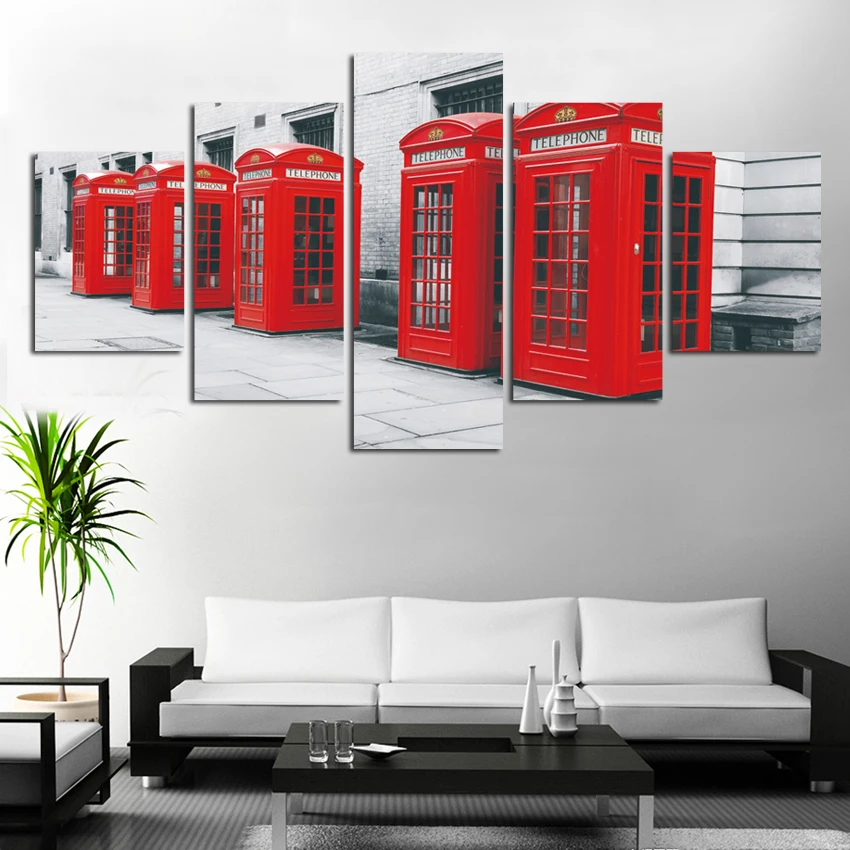 Новый В 2018 холст PaintingTelephone киосках 5 шт. Холст Аватар для печати на стене Гостиная