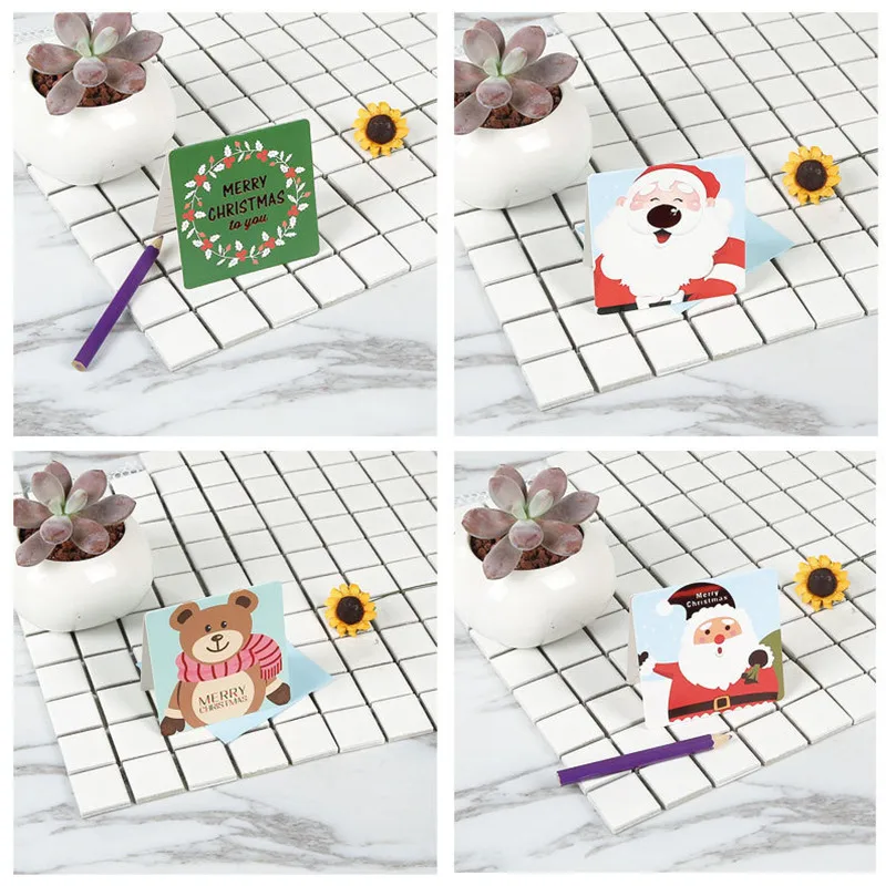 Мультяшный Снеговик Санта Клаус Рождественская открытка с конвертом веселая