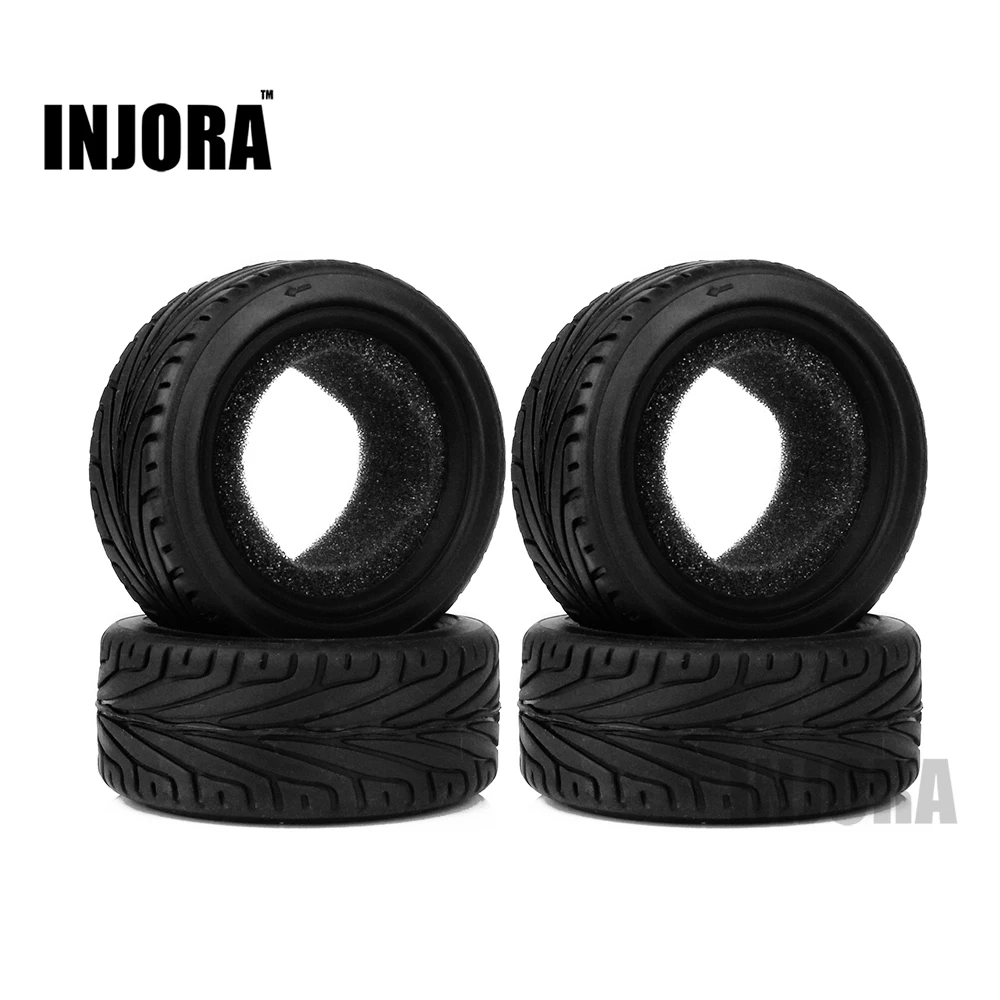 INJORA 4 шт. автомобильная шина с резиновым покрытием и черным зерном для 1/10