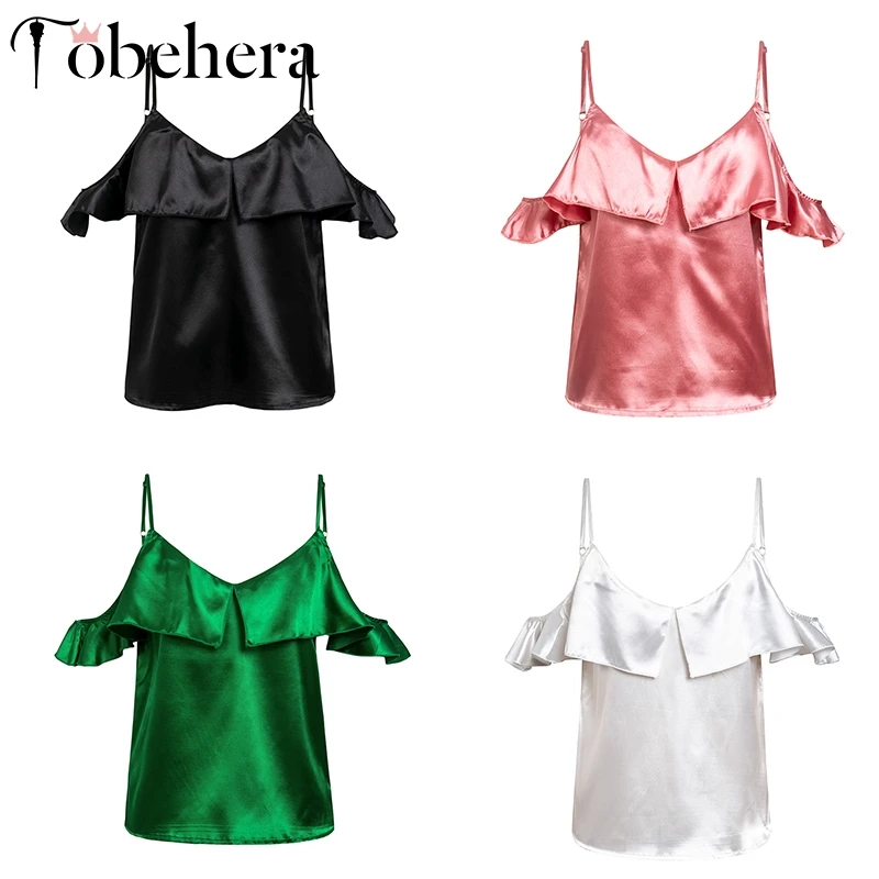 Glamaker Атласные оборки элегантный короткий топ для женщин с открытыми плечами