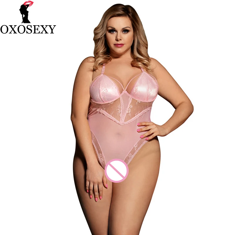 

3xl 5xl Transparent Pink Lace Plus Size Sexy Lingerie Women Baby Doll Lenceria Sexy Teddy Lingerie Erotic Sexy Costumes 011