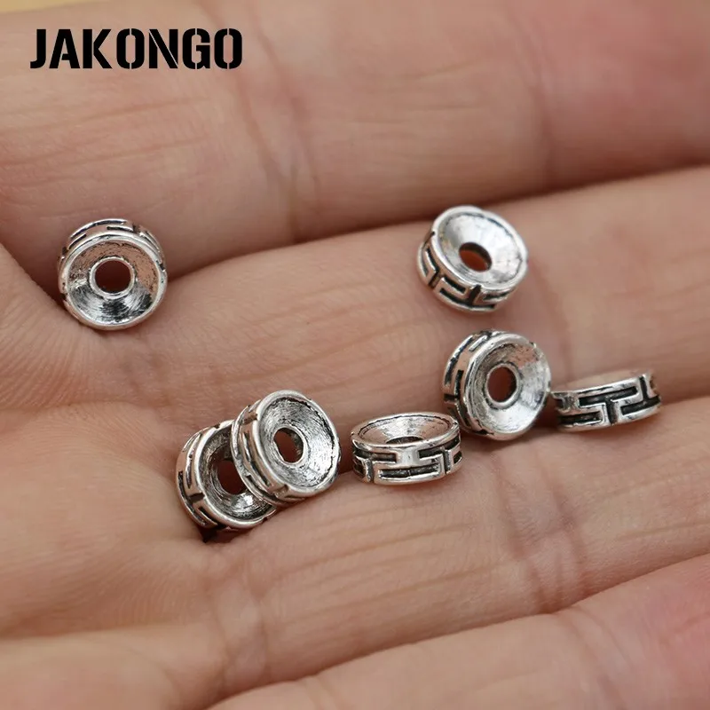JAKONGO античный посеребренный Круглый свободный бисер разделитель бусины для изготовления ювелирных изделий браслет ювелирные аксессуары 8 мм