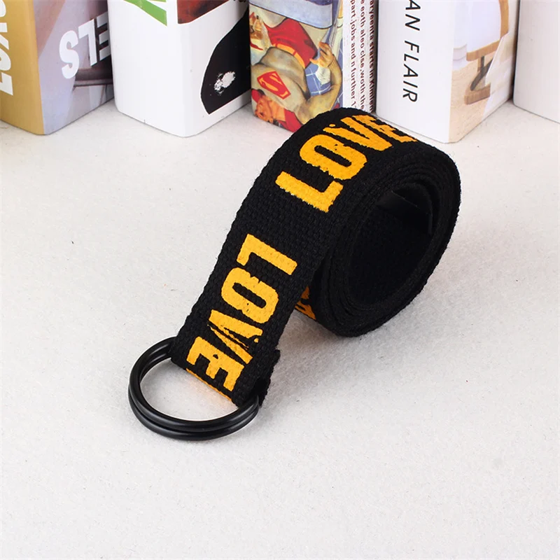 

Fashion Popular Personality Belts for Women&men Letter LOVEMEMORE Young Student High Quality Big Size Canvas Belts 2019