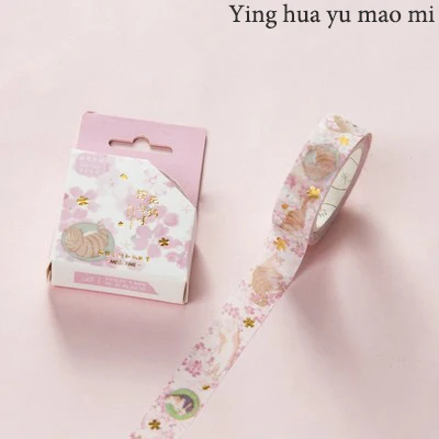 JIANWU 15 мм* 5 м розовая Сакура Милая васи лента прозрачная Маскировочная лента Kawaii Декор Наклейка для дневника школы пуля журнал kawaii - Цвет: ying hua yu mao mi