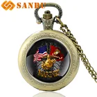 Часы карманные кварцевые, с подвеской в виде флага морской пехоты