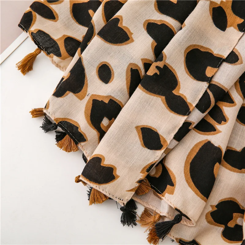 Женский винтажный зимний шарф из вискозы с леопардовым принтом | Аксессуары для