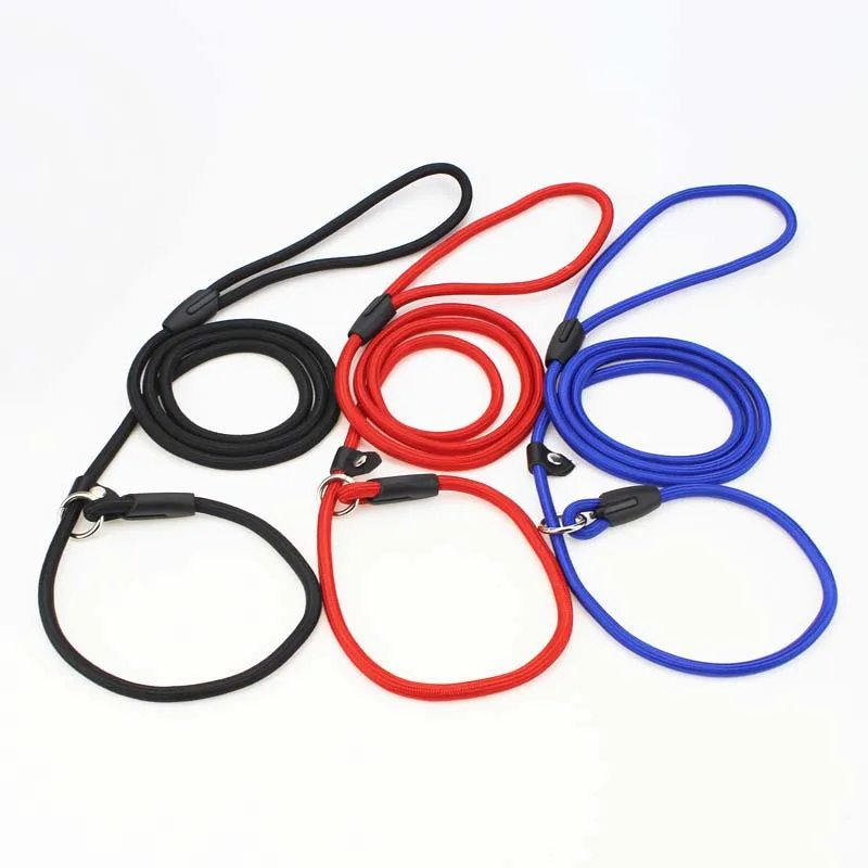 140cm Length 0.6/0.8/1.0cm Diameter Nylon Dog Leash Rolled Round Strong Slip Dog Lead Collar Pet Training Rope Correa Perro 10E