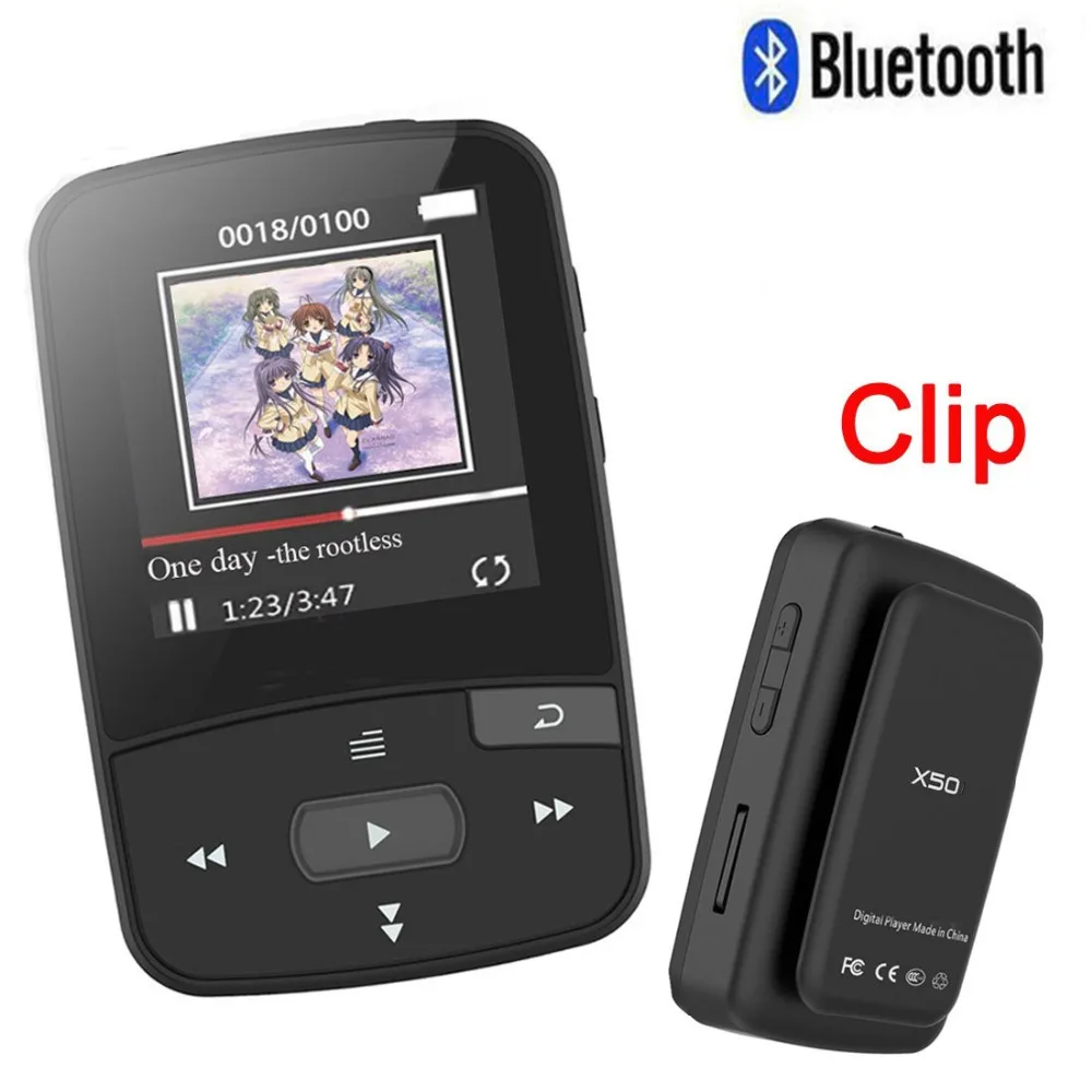 Мини-спортивный MP3-плеер ruidu X50 с Bluetooth и клипсой, 8 ГБ, музыкальный плеер, поддержка tf-карты, fm-радио, запись, электронная книга, секундомер