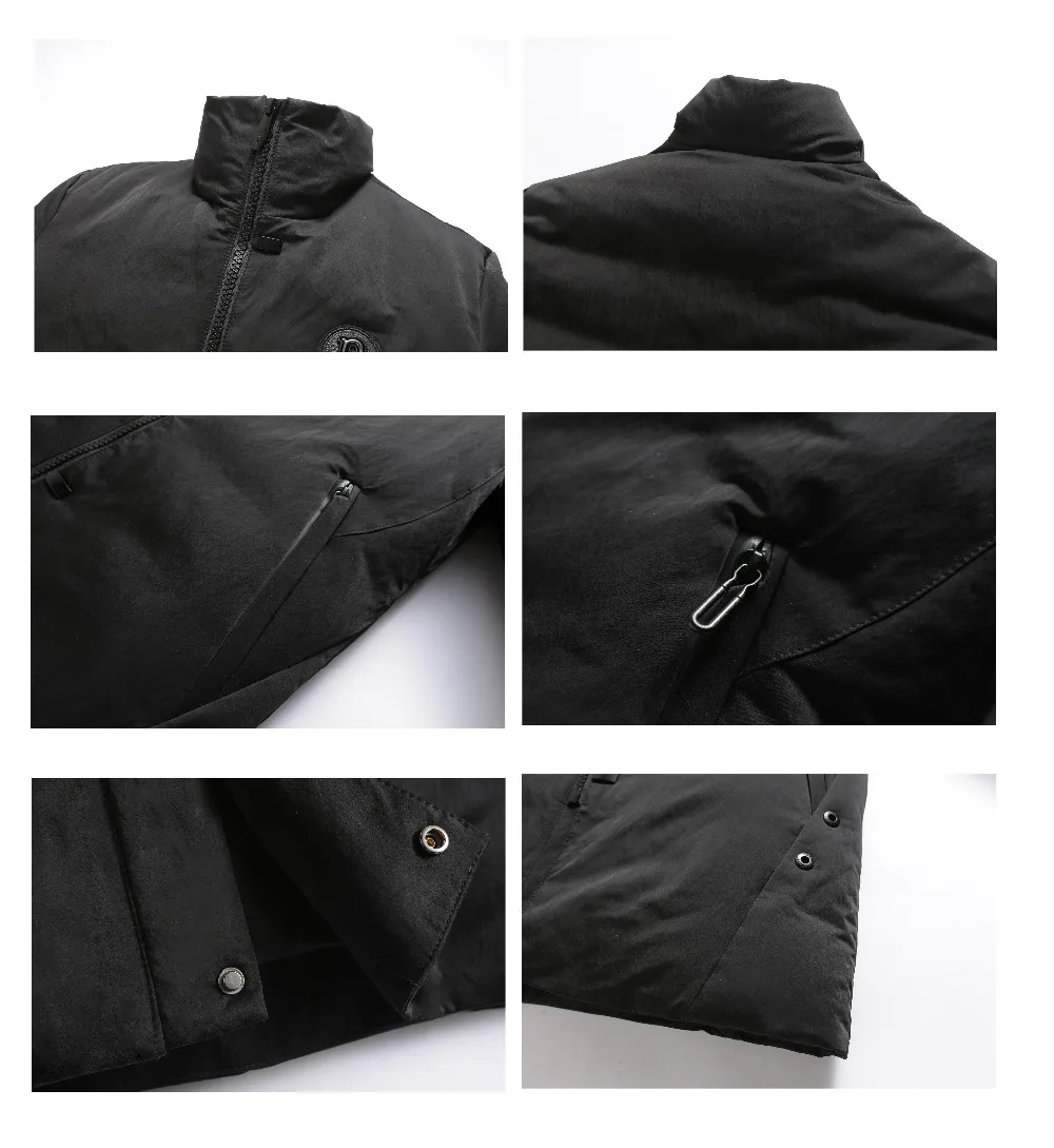 2018 Men Down Jacket Thick Warm White Duck Parkas Stand Collar Brand Men's Winter Coat Waterproof | Мужская одежда